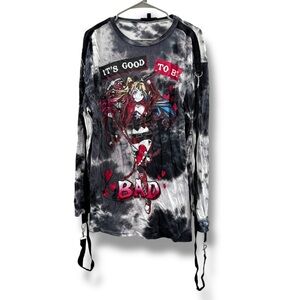 Dolls‎ Kill NWT DC Harley Quinn Long Sleeve Top Women’s Size XL Tie Dye Graphic